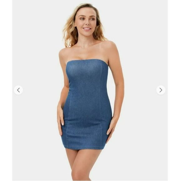 Halara Adjustable & Removable Strap Backless Bodycon Stretchy Denim Mini Medium - Picture 4 of 10